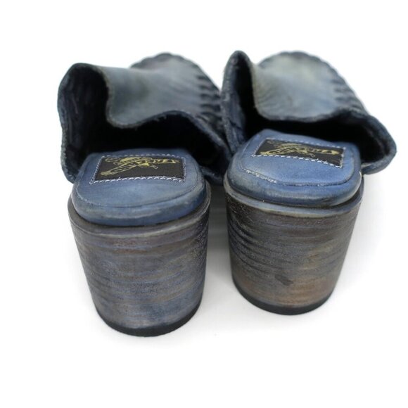 Freebird By Steven Sofia Woven Mules Blue Booties Leather Western Boho Women's 6 - Picture 5 of 6
